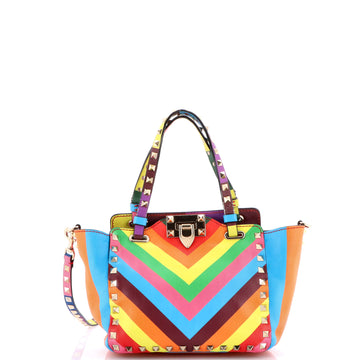 Valentino Garavani 1973 Rockstud Tote Striped Leather Mini