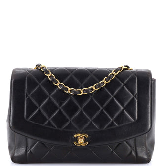 Chanel Vintage Diana Flap Bag Quilted Lambskin Large