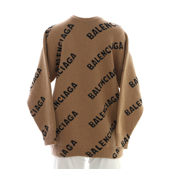 Balenciaga All Over Logo Sweater Cotton Blend