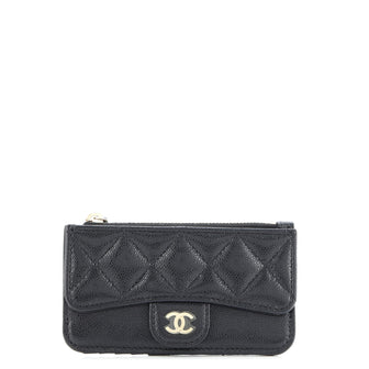Chanel Flap Zip Card Holder Quilted Caviar