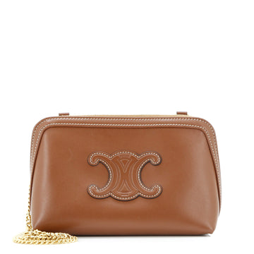 Celine Cuir Triomphe Zip Around Chain Clutch Leather