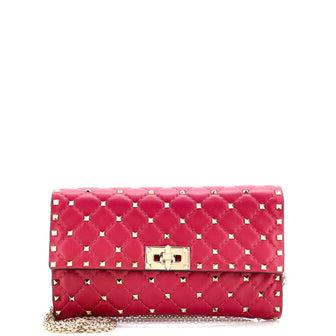 Valentino Garavani Rockstud Spike Wallet on Chain Quilted Leather Small