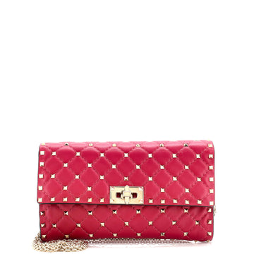 Valentino Garavani Rockstud Spike Wallet on Chain Quilted Leather Small