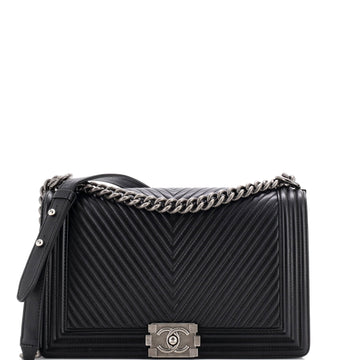 Chanel Boy Flap Bag Chevron Lambskin New Medium