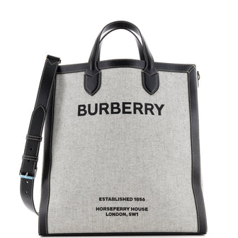 Burberry Kane Tote Horseferry Print Canvas with Leather Tall