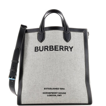 Burberry Kane Tote Horseferry Print Canvas with Leather Tall