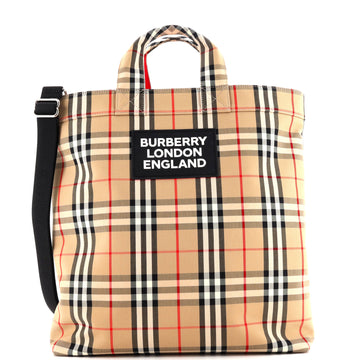 Burberry Artie Convertible Tote Bag Vintage Check Canvas