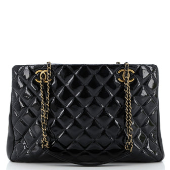 Chanel CC Eyelet Tote Quilted Patent Medium