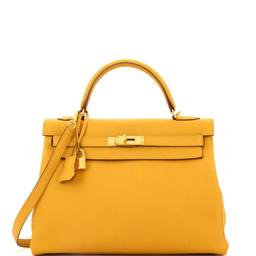 Hermes Kelly Handbag Yellow Togo with Gold Hardware 32