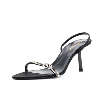 Saint Laurent Women's Rendez-Vous Sandals Embellished Satin