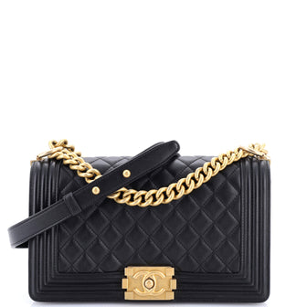 Chanel Boy Flap Bag Quilted Calfskin Old Medium