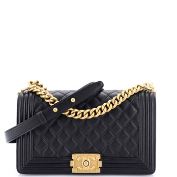 Chanel Boy Flap Bag Quilted Calfskin Old Medium