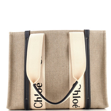 Chloe Woody Tote Canvas with Leather Medium