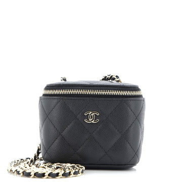 Chanel Classic Vanity Case with Chain Quilted Caviar Mini