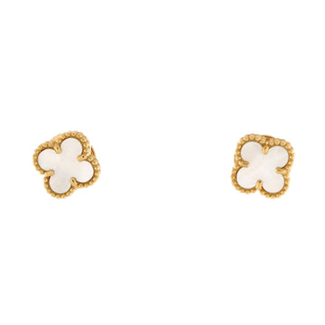 Van Cleef & Arpels Sweet Alhambra Stud Earrings 18K Yellow Gold and Mother of Pearl