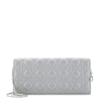 Christian Dior Lady Dior Convertible Chain Clutch Cannage Quilt Leather Long