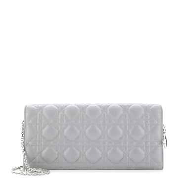Christian Dior Lady Dior Convertible Chain Clutch Cannage Quilt Leather Long