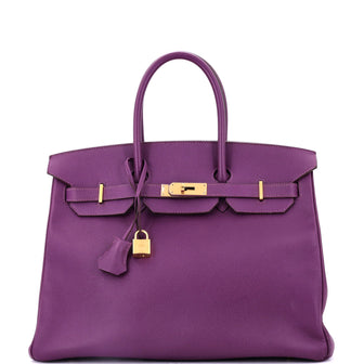 Hermes Birkin Handbag Purple Epsom with Gold Hardware 35