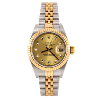 Rolex Oyster Perpetual Datejust Automatic Watch Stainless Steel and Yellow Gold with Diamond Markers 26