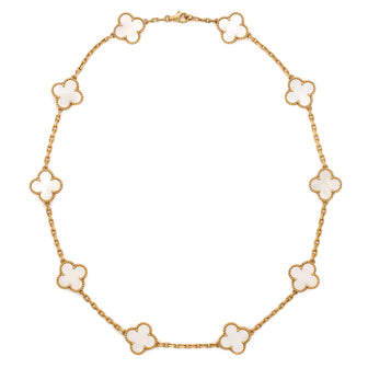 Van Cleef & Arpels Vintage Alhambra 10 Motifs Necklace 18K Yellow Gold and Mother of Pearl