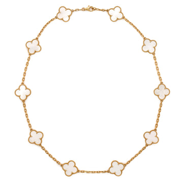 Van Cleef & Arpels Vintage Alhambra 10 Motifs Necklace 18K Yellow Gold and Mother of Pearl