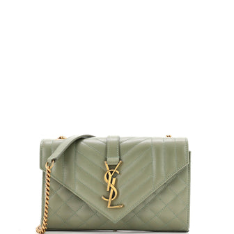 Saint Laurent Classic Monogram Envelope Satchel Mixed Matelasse Leather Small