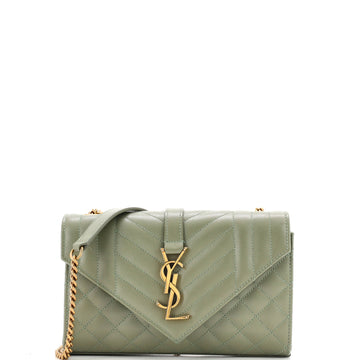 Saint Laurent Classic Monogram Envelope Satchel Mixed Matelasse Leather Small