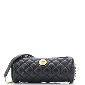 Versace Medusa Chain Zip Shoulder Bag Quilted Leather