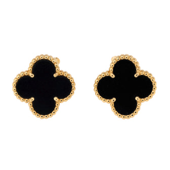 Van Cleef & Arpels Vintage Alhambra Earrings 18K Yellow Gold and Onyx