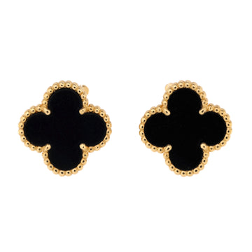 Van Cleef & Arpels Vintage Alhambra Earrings 18K Yellow Gold and Onyx