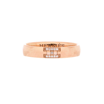 Hermes Ever Herakles Wedding Band Ring 18K Rose Gold with Diamonds