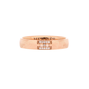 Hermes Ever Herakles Wedding Band Ring 18K Rose Gold with Diamonds