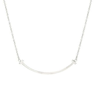 Tiffany & Co. T Smile Pendant Necklace 18K White Gold Small