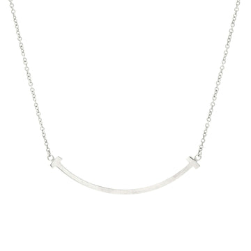 Tiffany & Co. T Smile Pendant Necklace 18K White Gold Small