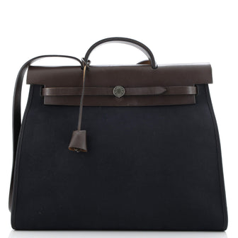 Hermes Herbag Zip Leather and Toile 39