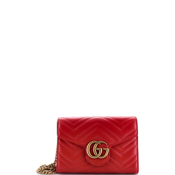 Gucci GG Marmont Chain Wallet Matelasse Leather Mini