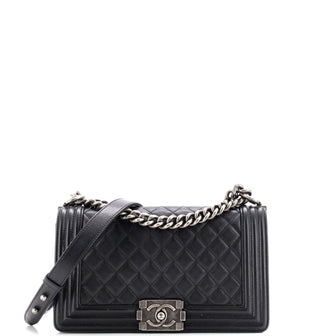 Chanel Boy Flap Bag Quilted Caviar Old Medium