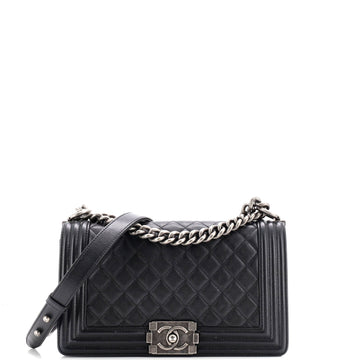 Chanel Boy Flap Bag Quilted Caviar Old Medium