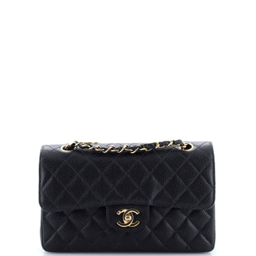 Chanel Vintage Classic Double Flap Bag Quilted Caviar Small