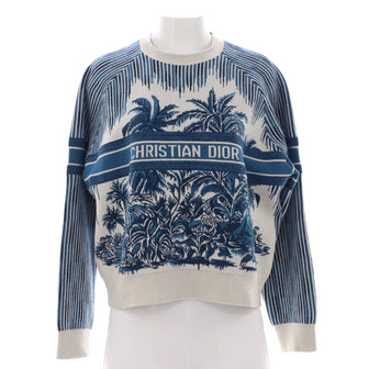 Christian Dior Women's Logo Crewneck Sweater Cashmere and Wool Blend