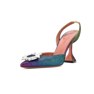 Amina Muaddi Women's Begum Pumps Rainbow Lame Suede 95