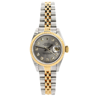 Rolex Oyster Perpetual Datejust Automatic Watch Stainless Steel and Yellow Gold with Diamond Markers 26