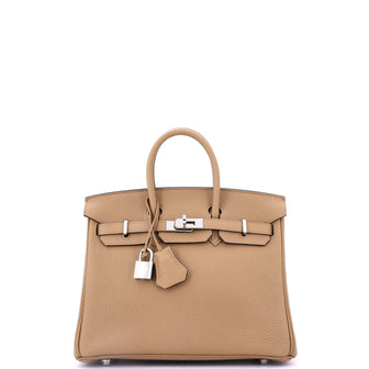 Hermes Birkin Handbag Brown Togo with Palladium Hardware 25