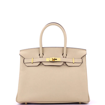Hermes Birkin Handbag Light Togo with Gold Hardware 30