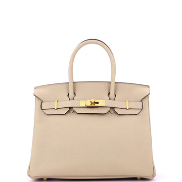 Hermes Birkin Handbag Light Togo with Gold Hardware 30