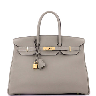 Hermes Birkin Handbag Grey Togo with Gold Hardware 35
