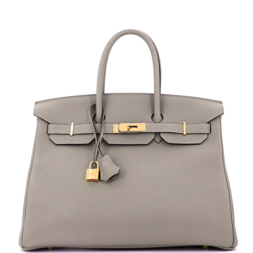 Hermes Birkin Handbag Grey Togo with Gold Hardware 35