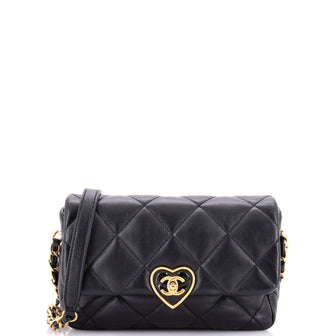 Chanel Coco Love CC Heart Flap Bag Quilted Lambskin Small