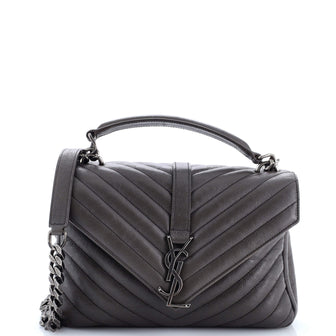 Saint Laurent Classic Monogram College Bag Matelasse Chevron Leather Medium