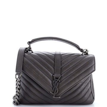 Saint Laurent Classic Monogram College Bag Matelasse Chevron Leather Medium